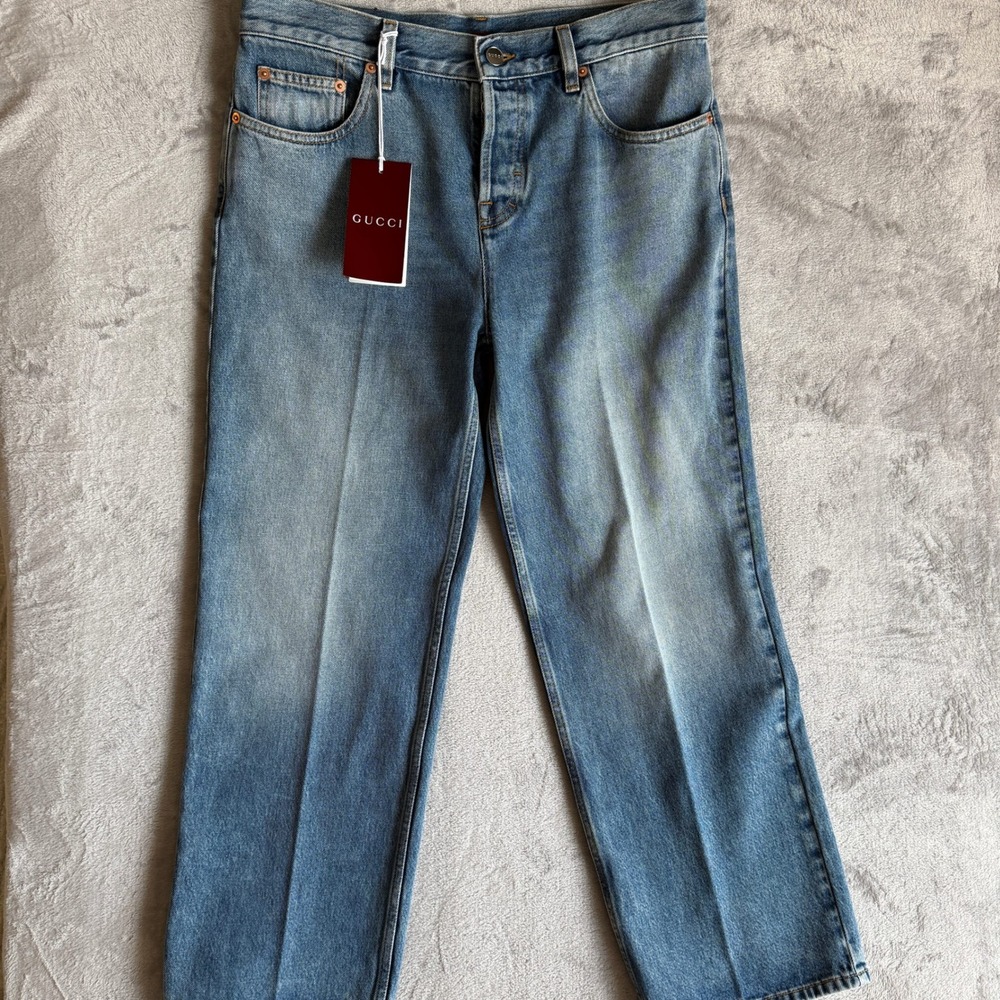 Gucci Light Blue Straight Leg Denim Jeans Made in Italy 812233 Sizeโ 29 NEW